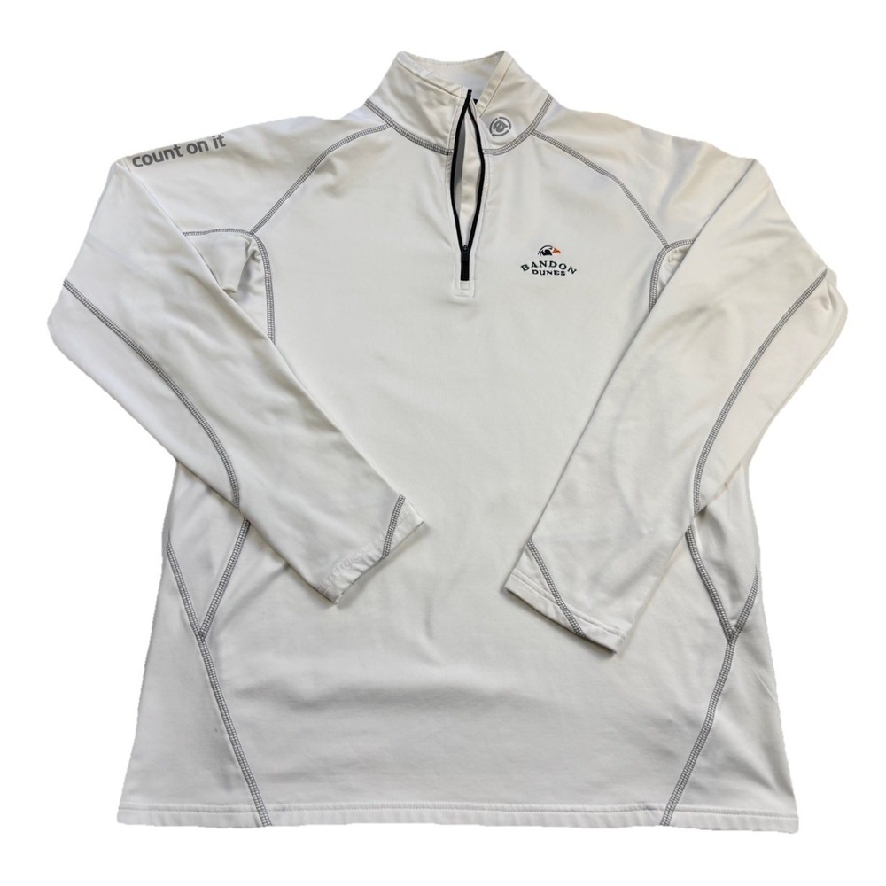 Brandon Dunes Abacus Men's Sz Large White Performance Golf Quarter Zip Pullover